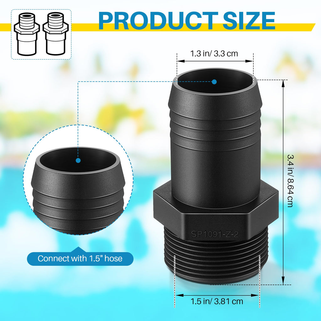 Saillong 2 Pcs Hose Male Insert Adapter Compatible with Hayward SPX1091Z2, S240PAK1, S200PAK1, S160TPAK1, PAK3, S160T, S190T, Pool Hose Adapter Replacement for Sand Filters