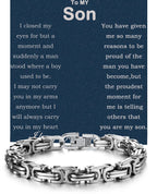 MGOOL To My Son Bracelet From Dad Son Gifts From Mom Graduation Birthday Christmas Father's Day Gifts Message Card���LED Gift Box (SB902 -Silver)