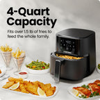 Chefman Air Fryer – 4 QT Compact Airfryer for Quick & Easy Meals in Minutes, Features Hi-Fry Technology for Extra Crisp, Touchscreen Controls with 4 Presets, Nonstick & Dishwasher Safe Basket - Black