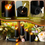 kakoya Flickering Flameless Candles, Battery Operated Plastic LED Pillar Candles with Remote Control and Timer, Set of 24 (Black)