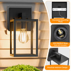MATAMEYE Outdoor Wall Lantern, Waterproof Exterior Wall Sconce Light Fixture, Black Front Door Lamp, Anti-Rust E26 Socket Porch Lighting