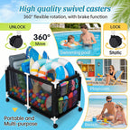 280 Gallon 69" Pool Storage Bin XXL Extra Large Swimming Pool Float Storage Bin, Pool Noodles Holder, Toys, Floats, Balls and Floats Equipment Mesh Rolling Bin for Garden Lawn, 69" Lx32 Wx35 H (Black)