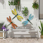 PLASUPPY Metal Dragonfly Wall Decor Outdoor Garden Fence Art Hanging Decorations for Patio, Yard, Indoor Home, Living Room, Bedroom, 3 Pack (Large)