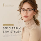 FancyFlower Square Reading Glasses for Women - Blue Light Blocking Reader - Amber Mist - Honey Crystal 1.75x
