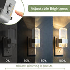 L LOHAS LED Night Light, Dimmable Night Lights Plug into Wall, 2 Pack Acrylic Silver Nightlight with Light Sensor, 0-100LM Automatic Plug in Nightlight for Bathroom, Hallway, Stairway, Gift