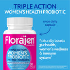 Florajen Women's Complete Triple-Action Prebiotic + Probiotic + Postbiotic for Digestive & Immune Support, Fast-Acting Relief from Constipation & Bloating, Gluten-Free, Vegan, Non-GMO, 30-Count