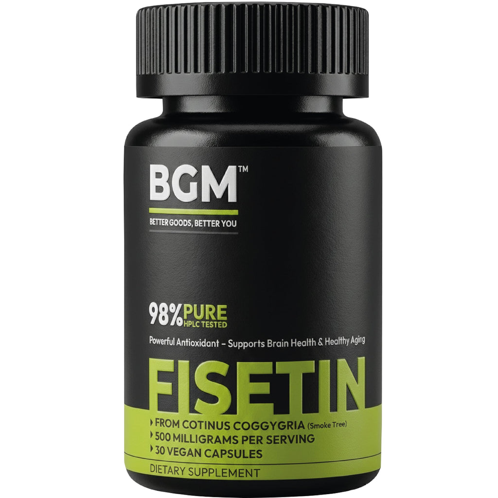 BGM Fisetin 500mg Supplement | Cotinus Coggygria (Smoke Tree) Extract | 98% Pure Flavonoid | Antioxidant Support | Vegan Capsules | 30 Count