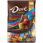 DOVE PROMISES Milk Chocolate, Dark Chocolate and Milk Chocolate & Caramel Assorted Chocolate Candy, 136 Ct Bulk Bag
