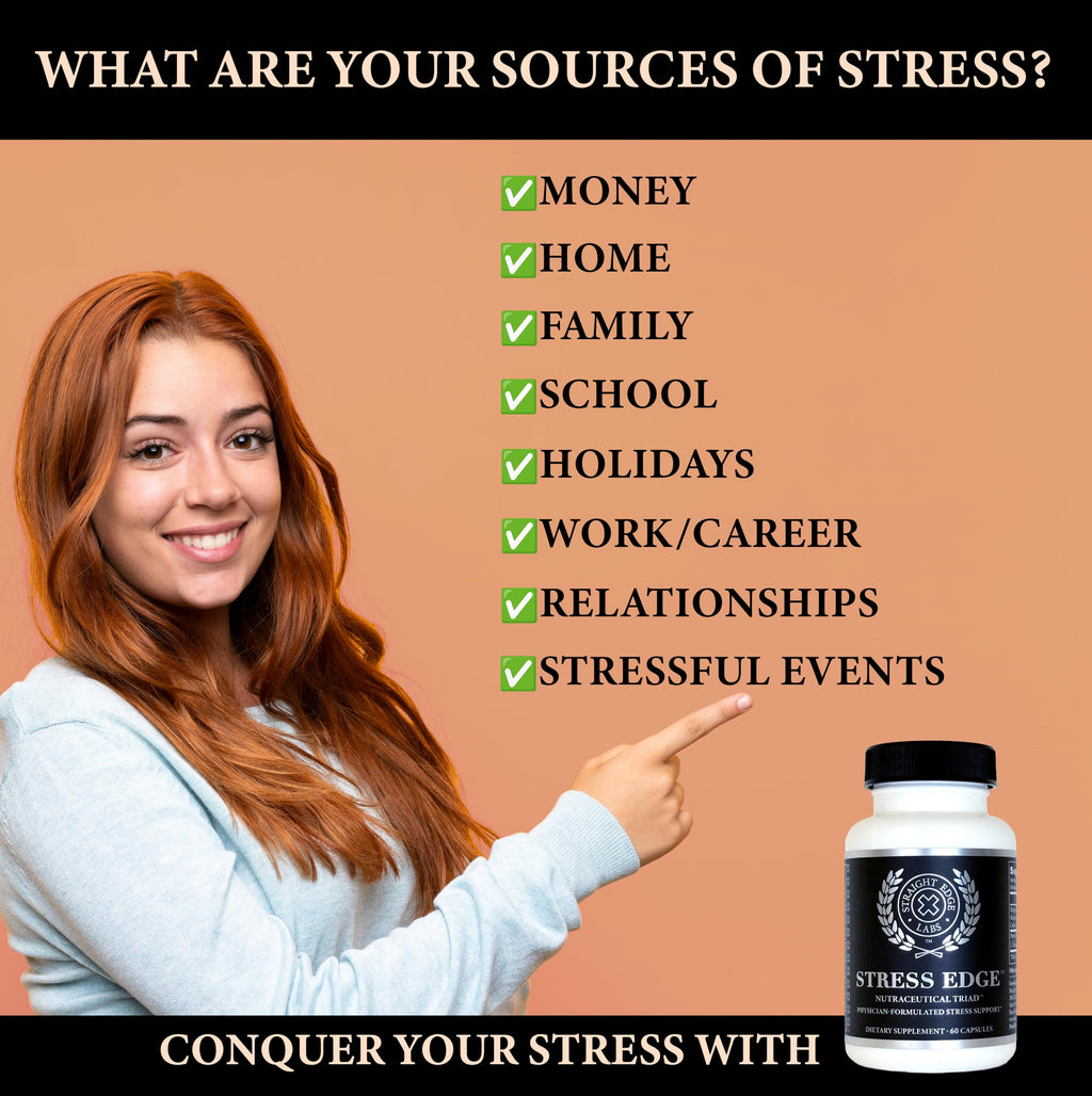 Stress Edge Stress Relief Supplement, Natural Mood Enhancer, Physician-Formulated, Calm Mind and Body, Improve Sleep, Fast Acting, 30 Servings