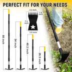 BlumeTrec 2-in-1 Weed Rake and Garden Hoe, 68" Weed Puller Tool with Long Handle, Manual Weeds Remover, Heavy Duty Stand Up Weeder Uprooting Weeding Pull Tool for Garden Yard Lawn Patio