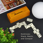 Queensell Dominos Set for Adults, Double 6 Dominoes Set with 28 Tiles in Wooden Case, Classic Dominoes, Family Board Game for Kids & Adults, Travel Game for Family Game Night, Juegos de Mesa
