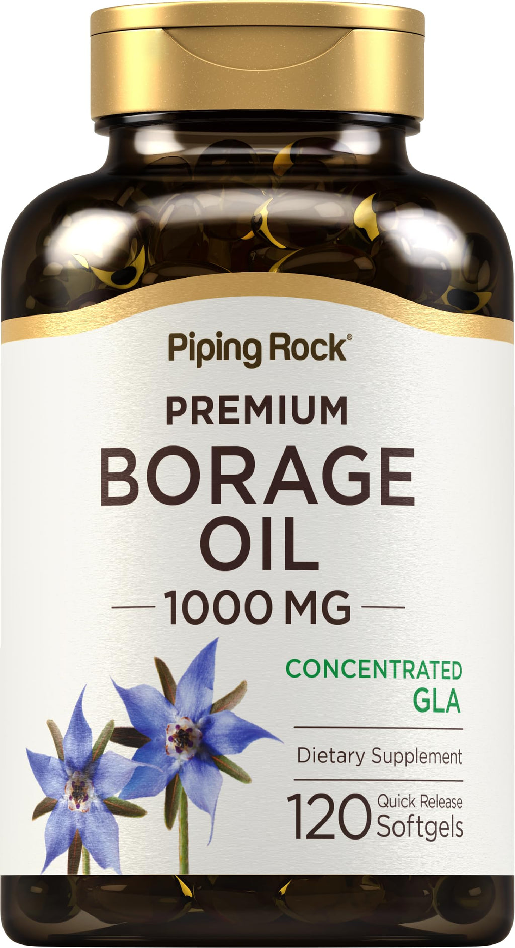 Piping Rock Borage Oil Supplement 1000mg | 120 Softgel Capsules