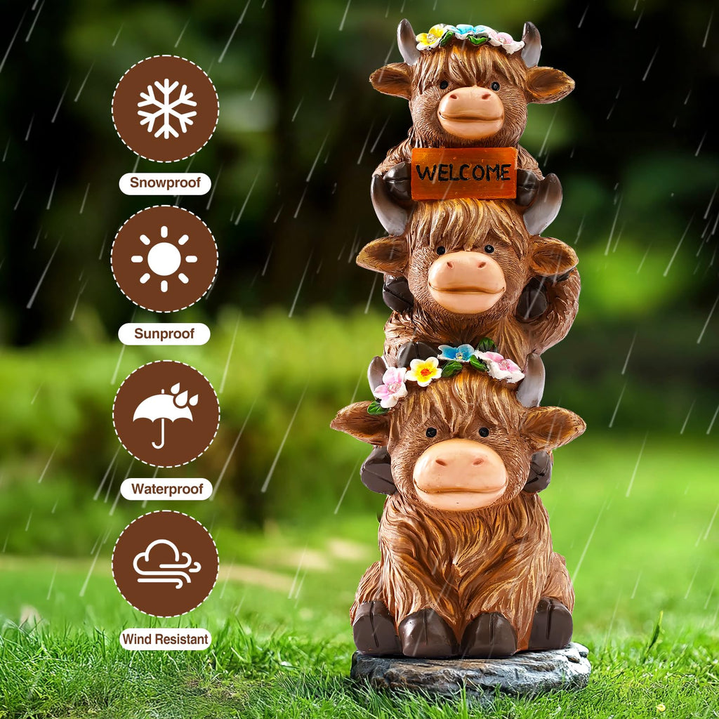 twinbling Garden Highland Cow Statue Solar Outdoor Decor
