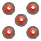 AUPREX 5 Pack 4 Inch Coarse Crimped Wire Wheel Brush for Angle Grinder with 5/8 Inch-11 Threaded Arbor - 0.014 Inch Carbon Steel Wire -Light Duty Conditioning for Metals