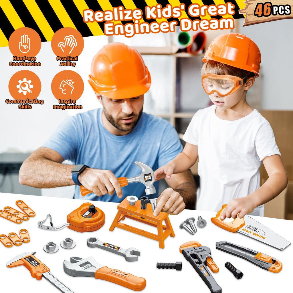 Kids Tool Set, Toddler Tool Set with Toy Drill & Tool Box for Ages 3-5 Boys
