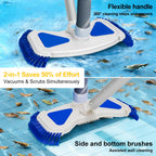 Weighted Pool Vacuum Head with Side Brushes, 13.5" Deluxe Manual Pool Cleaner Head, Fit for 1.25" and 1.5" Hose, Professional Cleaning All Surfaces for Above Ground & Inground Pools, Vinyl Liner Safe