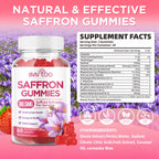 Saffron Gummies for Adult Kids, 10-IN-1 Formula with Saffron 88.5mg, Vitamins D3 & B6, Magnesium, Zinc, Ashwagandha, L-Theanine, St. John's Wort - Supports Mood & Focus, Strawberry Flavor, 60 Count