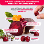 VitaUp Beet Root Gummies – Beetroot Supplement with CoQ10, Grape Seed, Vitamin C, B12 & B3 – Nitric Oxide Gummies for Circulation Support – Beet Supplement for Energy & Immune Support – 60 Beets Chews