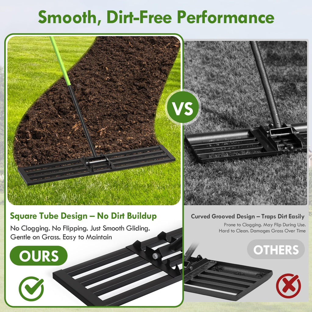 Seeutek Lawn Leveling Rake, 45" x 10" Heavy Duty Ground Leveler