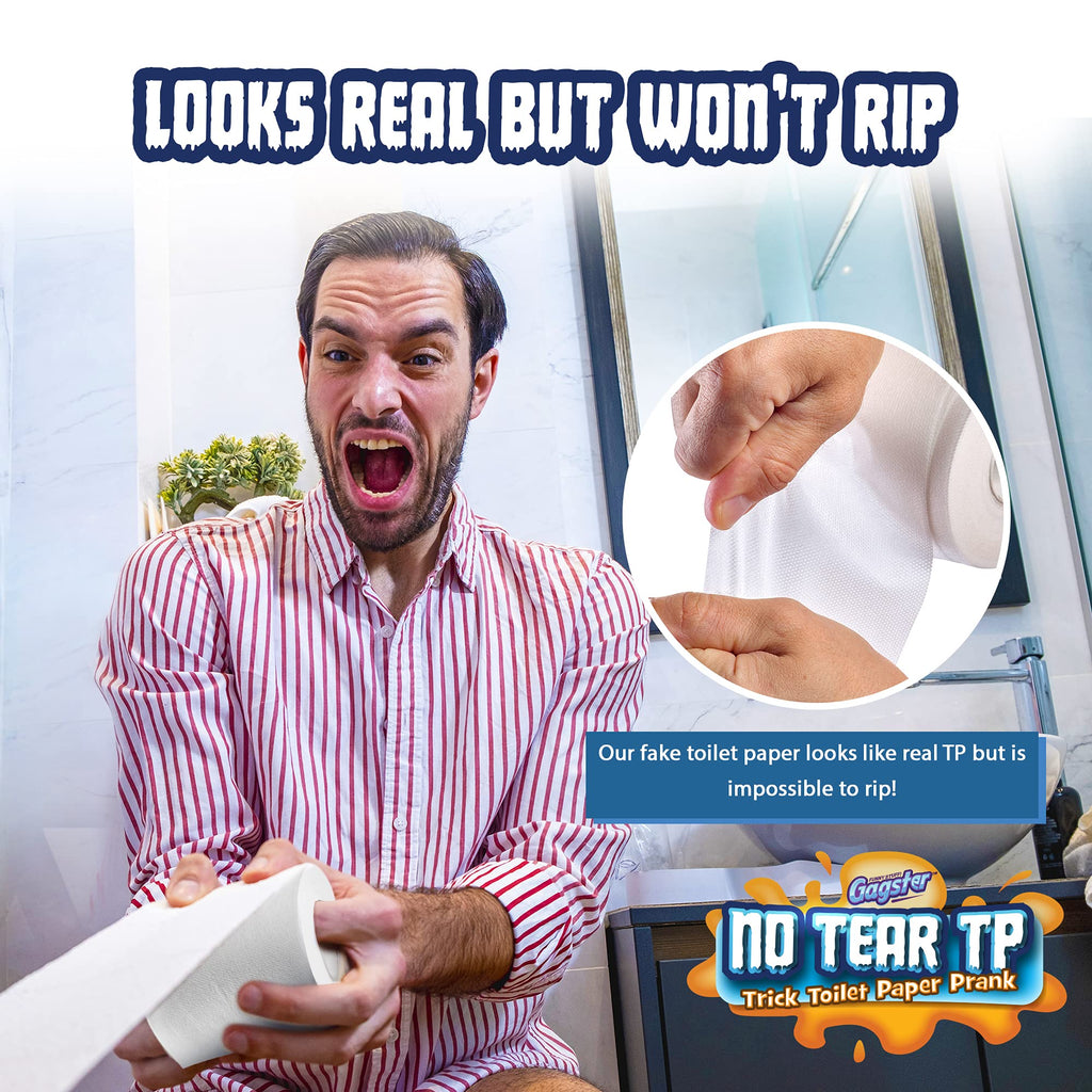 Gagster No Tear Toilet Paper Prank - Unrippable TP Roll, No Rip Toilet Paper Trick, Practical Joke for Adults & Kids, April Fools Day Gag, Novelty Toilet Paper, 1 Roll White