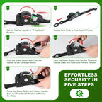 THURSLLON Retractable Ratchet Straps (4-Pack) - 1 Inch x 10 Feet (1,650lb Break Strength) - Auto Self Retracting Tie Down Straps for Truck, Cargo Trailer, Motorcycle, ATV, UTV - Black