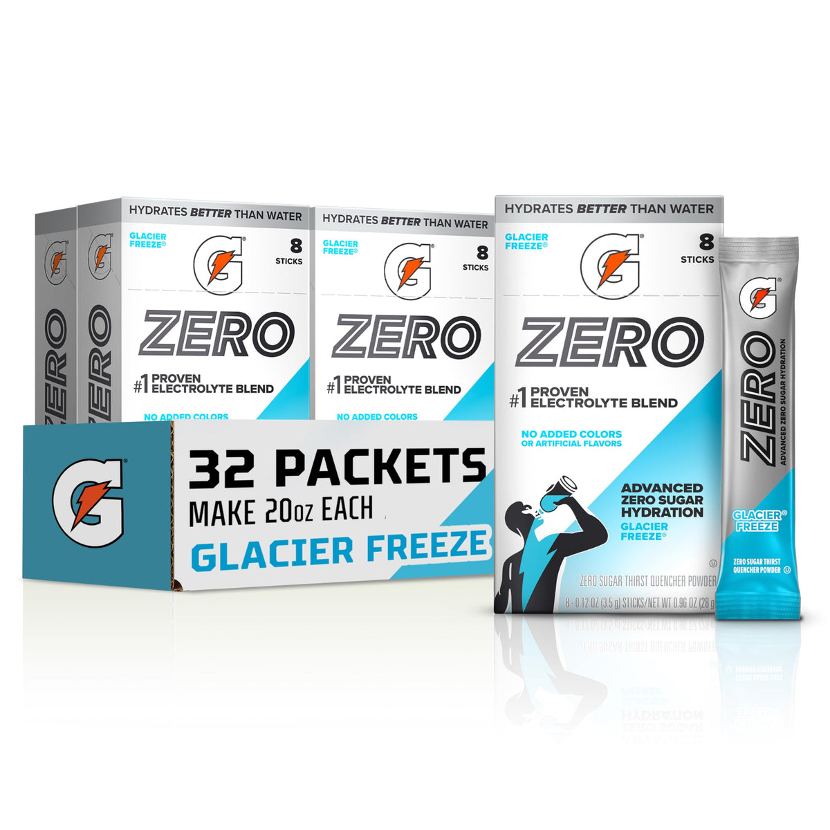 Gatorade Zero Sugar Powder, Glacier Freeze, (32 Servings)