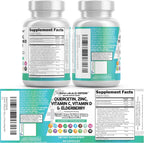 Q Defend Quercetin Supplement with Zinc Vitamin C Vitamin D Elderberry Turmeric Black Pepper Garlic Ginger Sea Moss Lysine Stinging Nettle Reishi Immune Support 60 Capsules Pack of 2 by Clean Nutra