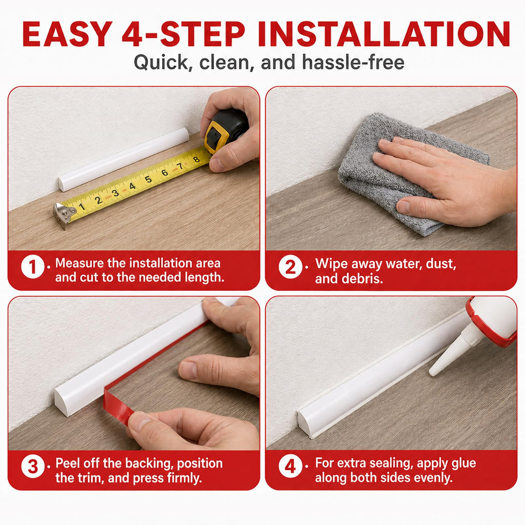 0.25" x 0.25" Mini Quarter Round Molding, 10FT Ultra-Slim Peel and Stick Trim for Small Gaps, Countertop Wall Seam, Window Sill, Desk & Cabinet Edge, Flexible Self Adhesive Finishing Strip