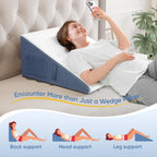 Welzona 12inch Wedge Pillow for Sleep, Updated Bed Wedge, Acid Reflux, Heartburn, GERD, Neck Pain, Cooling Memory Foam Top, Removable Washable Cover Incline Wedge Pillow for Improved Sleep