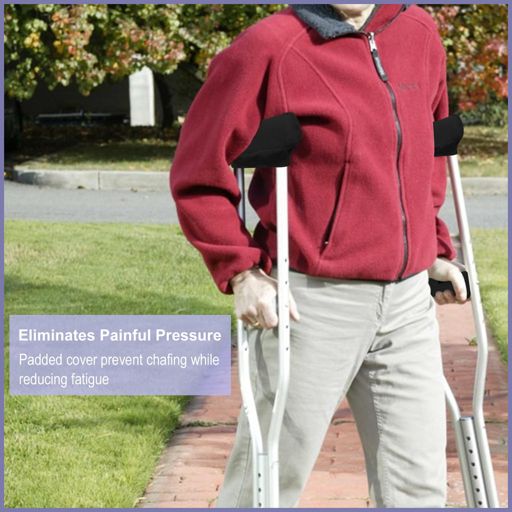 SPRING SEAON Underarm Crutch Pads, Velvet Padded Crutches Covers Non Slip Padding Cushion Crutch Accessories （black）