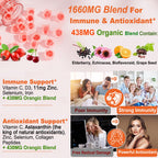 Natural Liposomal Vitamin C 1000mg Gummies for Adults Kids 9+, 1660mg Chewable Vitamin C w/ 11mg Zinc, D3, Elderberry, Echinacea, Bioflavonoid, Immune Support - Organic VIT C from Fruits, Sugar Free