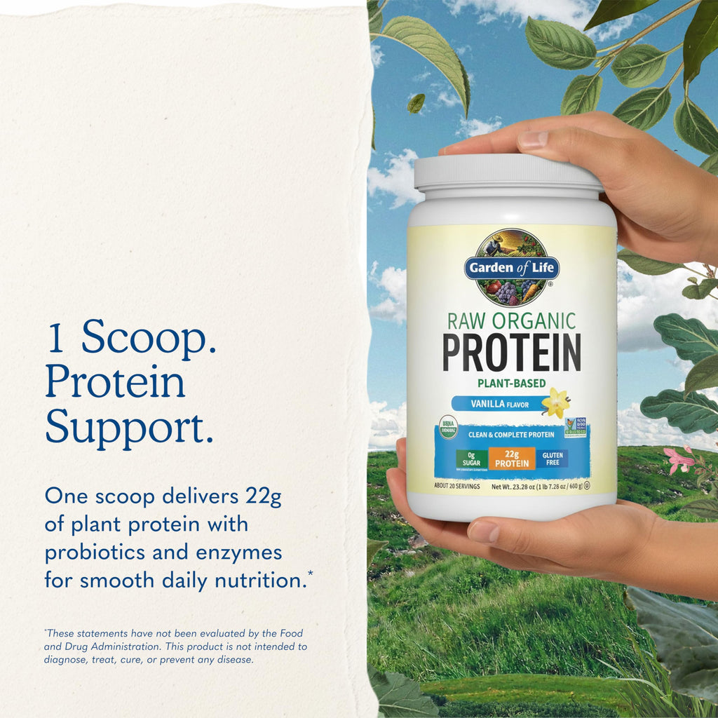 Garden of Life, Protein Powder, Vegan Protein Powder, Bcaa, Probiotics and Digestive Enzymes, Gluten and Lactose Free, Vanilla, 23.3 Ounce