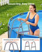 VEVOR Above Ground Pool Ladder, 4-Step Steel A-Frame Swimming Pool Stairs for 48 in High Wall, 300 lbs Capacity Entry/Exit Steps with Secure Non-Slip Sturdy Wide Step, Easy Setup, Gray & White