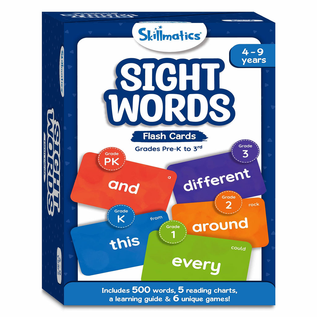 Skillmatics Flash Cards - 500 Sight Words for Preschool (Pre-K), Kindergarten, 1st, 2nd, 3rd Grade Gifts, Includes The Dolch & Fry Word List & 6 Unique Games