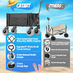 Beach Wagon with Big Wheels for Sand, 350lbs Heavy Duty Folding Wagon, Oversized 180L, 9" PVC All-Terrain Wheels, Adjustable Handle, Cooler & Storage Bags for Beach, Camping & Outdoor Sports (Black)