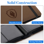 Premium 9 Pocket Card Binder for 540 Cards, Fabmaker PU Cover Trading Card Binder, Sturdy Card Collection Album, Sleek Card Holder Folders for Game Cards & Sports Cards, Brown