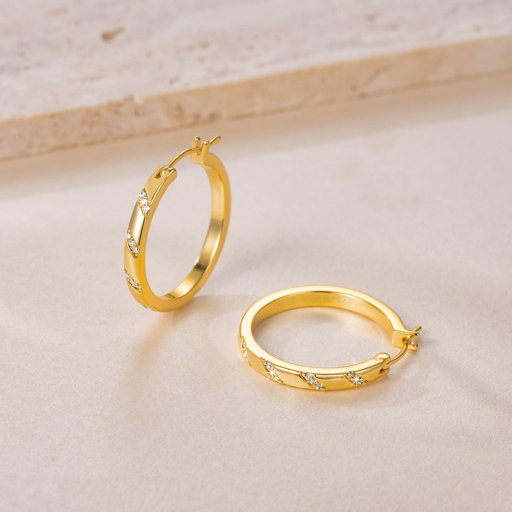 ELEBEST Gold Hoop Earrings for Women 14K Gold Earrings for Women 25mm