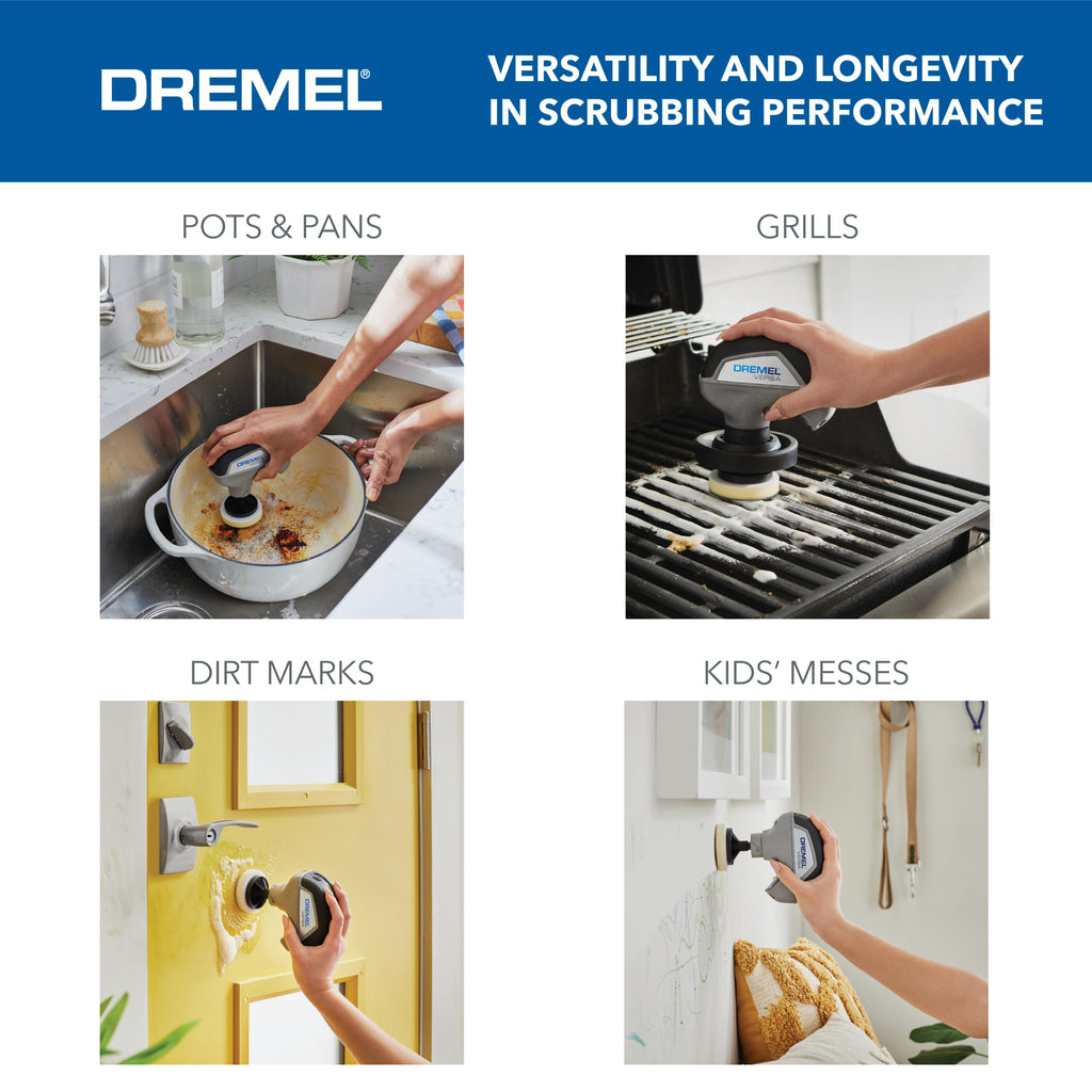 Dremel Versa Power Scrubber Kit with 5 Scrub Daddy Cleaning Sponge Pads - Waterproof Cordless Electric Spin Scrubber, High Speed, Multi-Surface Cleaning for Kitchen, Household, and Bathroom, PC10-07