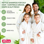 Milva Nettle Shampoo for Oily Hair - 6.7 Fl Oz Natural Oily Hair Shampoo for Greasy Roots & Scalp - Clarifying Degrease Treatment - Control Sebum, Add Volume & Shine - Made in Bulgaria - 200ml