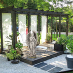 Outdoor Statues Angel Décor Garden Statue - 34 inch Large Garden Angels Outdoor Religious Statues Catholic Resin Concrete Finish Yard Patio Deck Home Entryway Hallway Sculpture 13.7*9.8*34 Inch