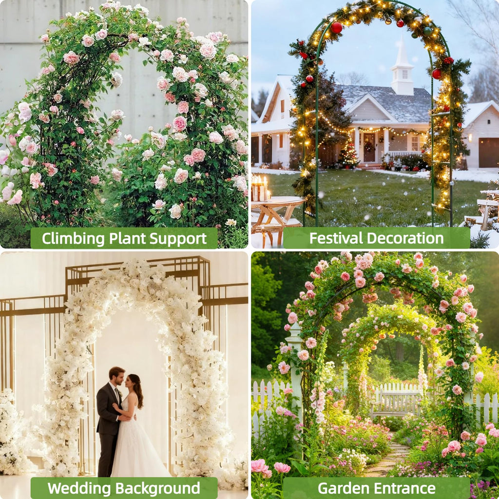 Kelived Metal Garden Arch Trellis for Climbing Plants Outdoor, Garden Arbors and Arches, Wedding Arch Frame Archway, Christmas Party Decoration