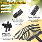 Garden Rake for Leaves: 18” Wide Metal Leaf Rake, 65” Long Adjustable Handle, Heavy Duty 25 Teeth, Fast Kids Women Large Lawn Yard Garden Leaf Cleanup Gardening Rakes: Grass,Debris,Pine Needles Pick