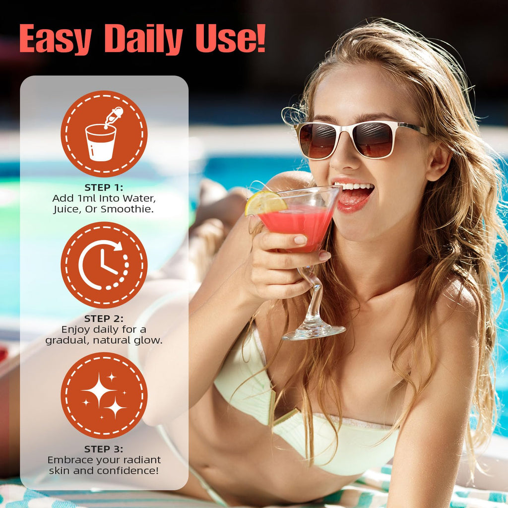 Sunless Tanning Drops To Drink,Drinkable Sunless Tanning Drops,Oral Drink Moisturizing Bronzing Tanner for Face & Body,Sun-Kissed Glow for All Skin