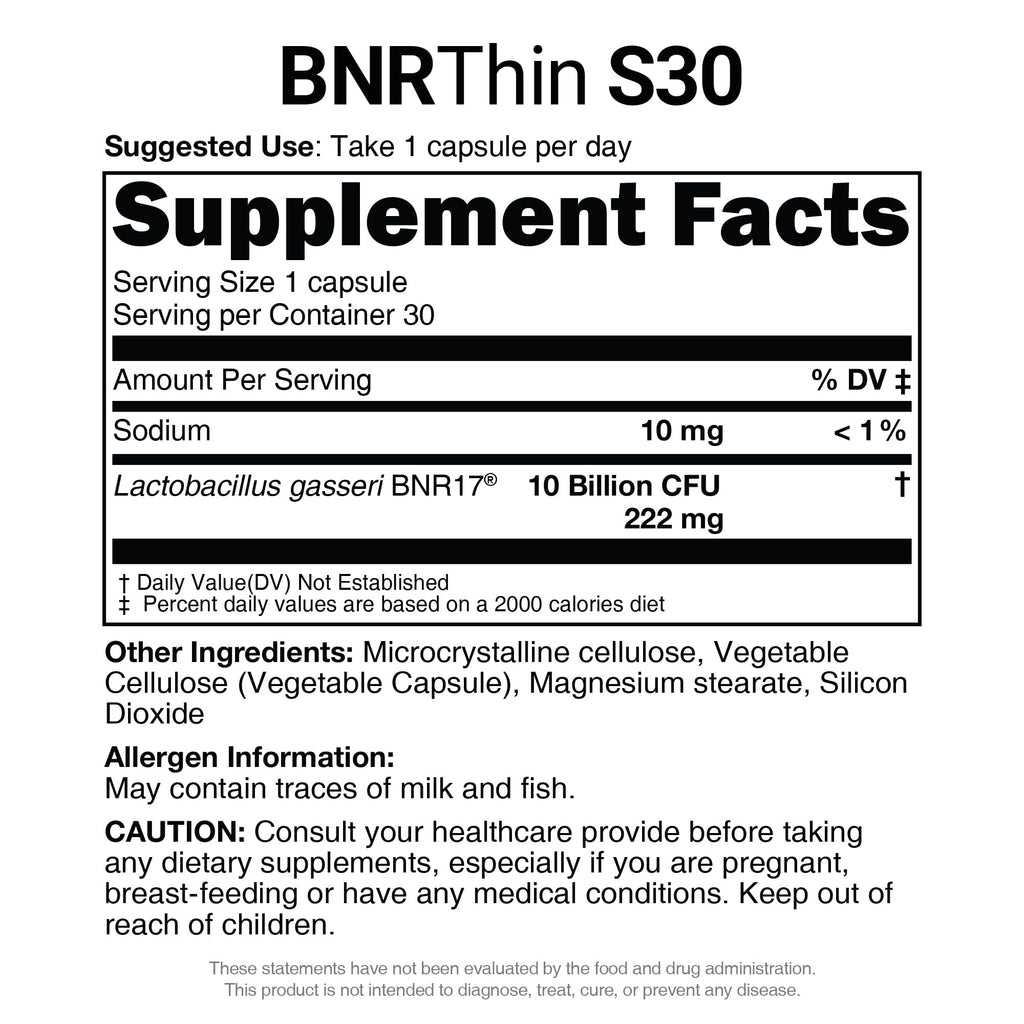 AceBiome BNRThin S30, Lactobacillus Gasseri BNR17, 10 Billion CFU Guaranteed, 90 Capsules (90 Serving, 3 Packs of 30)