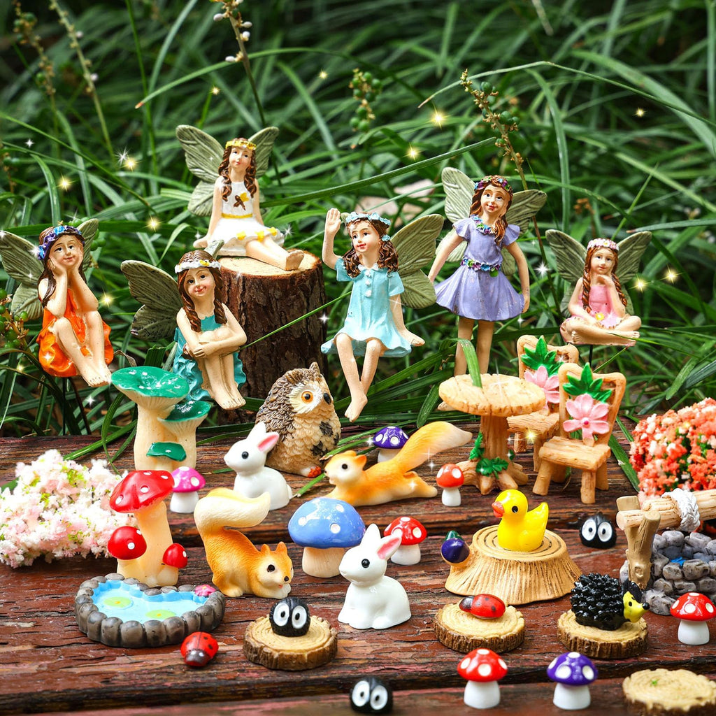 HIYZI 100 Pcs Fairy Garden Accessories Miniatures Figures Kit