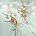 Renaissance Fairy Elf Ear Cuffs - Gold Mermaid Ears Elven Ear Cuffs with Tassel Butterfly Ear Wrap Earrings Non Piercing Earrings for Women Renfaire Halloween Christmas Dress Up Cosplay Accessories