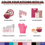 COOK WITH COLOR Mixing Bowls with Lids - 12 Piece Plastic Nesting Bowls Set includes 6 Prep Bowls and 6 Lids, Rhombus Design - Microwave Safe (Rose)