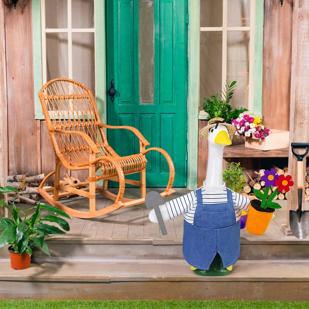 Ueyben Porch Goose Gardening Outfit for 23" Cement Plastic Goose Statue