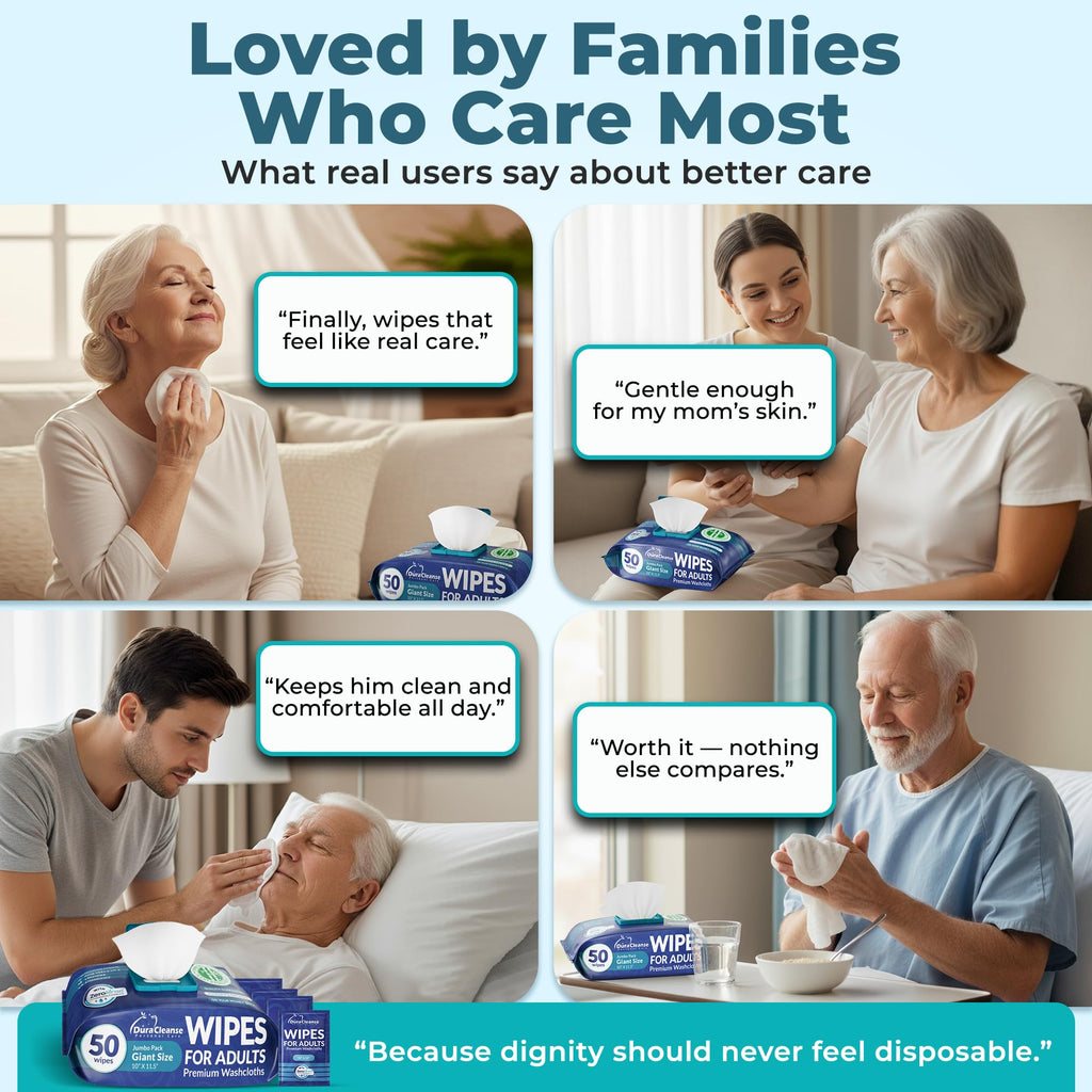 XL Bath Wipes for Adults Bathing No Rinse (2pk) 100 Ct. + 8 Travel Body Wipes 10 x 11.5" Adult Disposable Washcloths for Elderly Incontinence - After Surgery Must Haves Supplies & Elder Care Products