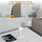 Power Strip Tower with Surge Protection, TESSAN Flat Plug Extension Cord 6 Feet with Multiple Outlets 3 USB Ports (1 USB C), Office Desk Supplies, Dorm Essentials